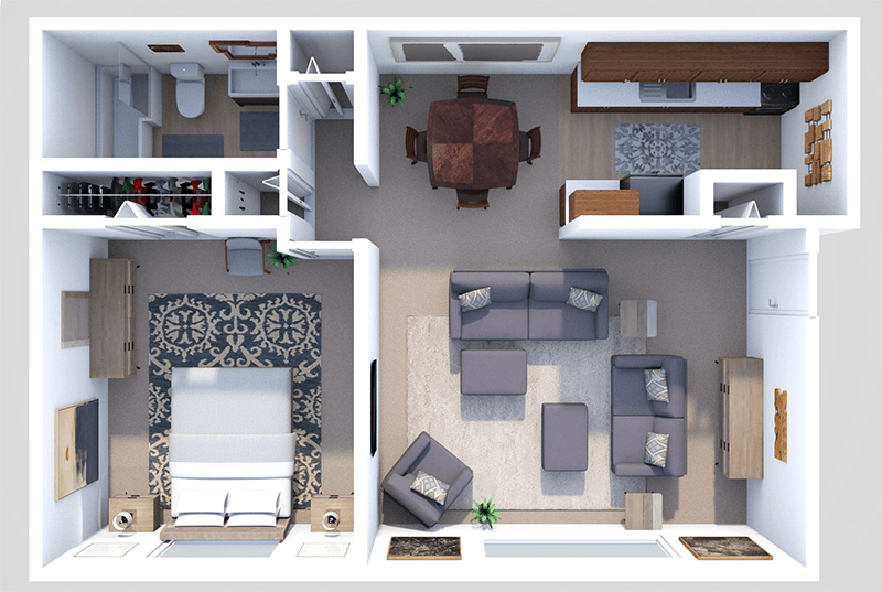 1 BED  1 BATH floor plan